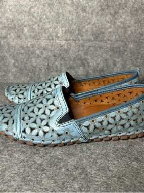 Spring Step Flowerflow Womens 8.5 Us Light Blue Slip On Flats Leather Shoes 39